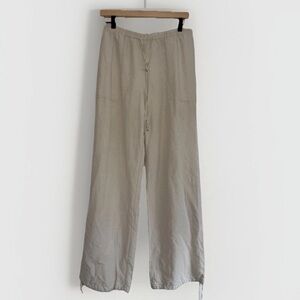 H&M Womens Linen Blend Drawstring Wide Leg Casual Lightweight Pants Size Small